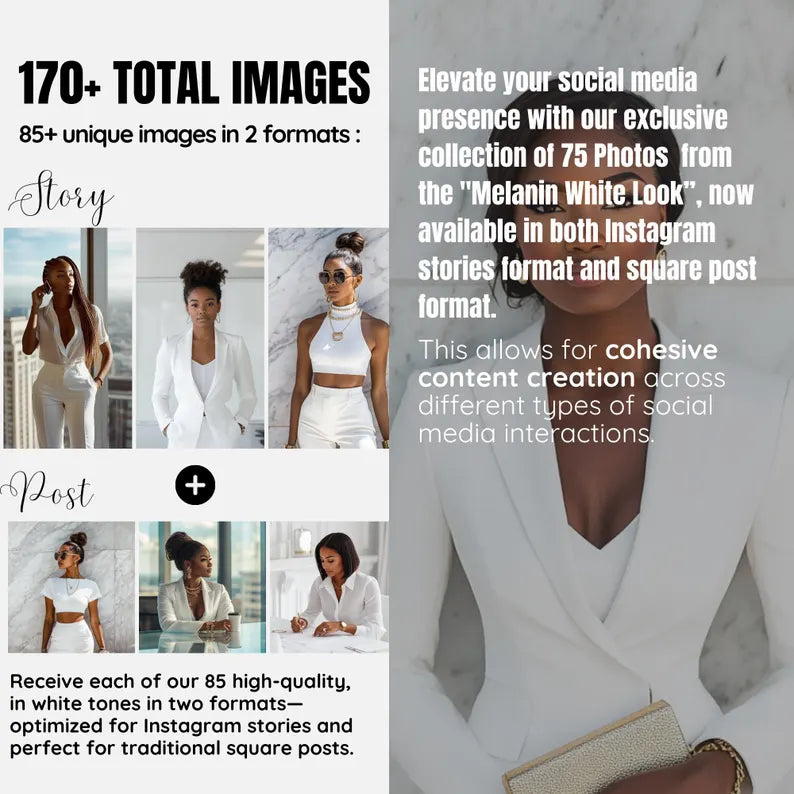 Melanin Business Stock 85+ Luxe Aesthetic Social Pack (Posts + Stories)