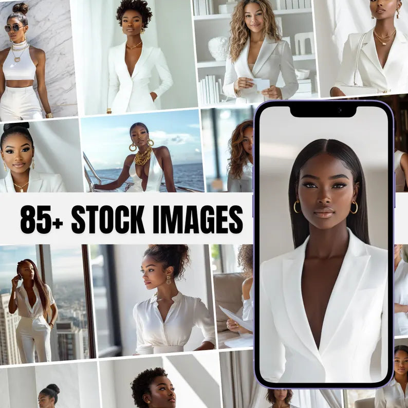 Melanin Business Stock 85+ Luxe Aesthetic Social Pack (Posts + Stories)