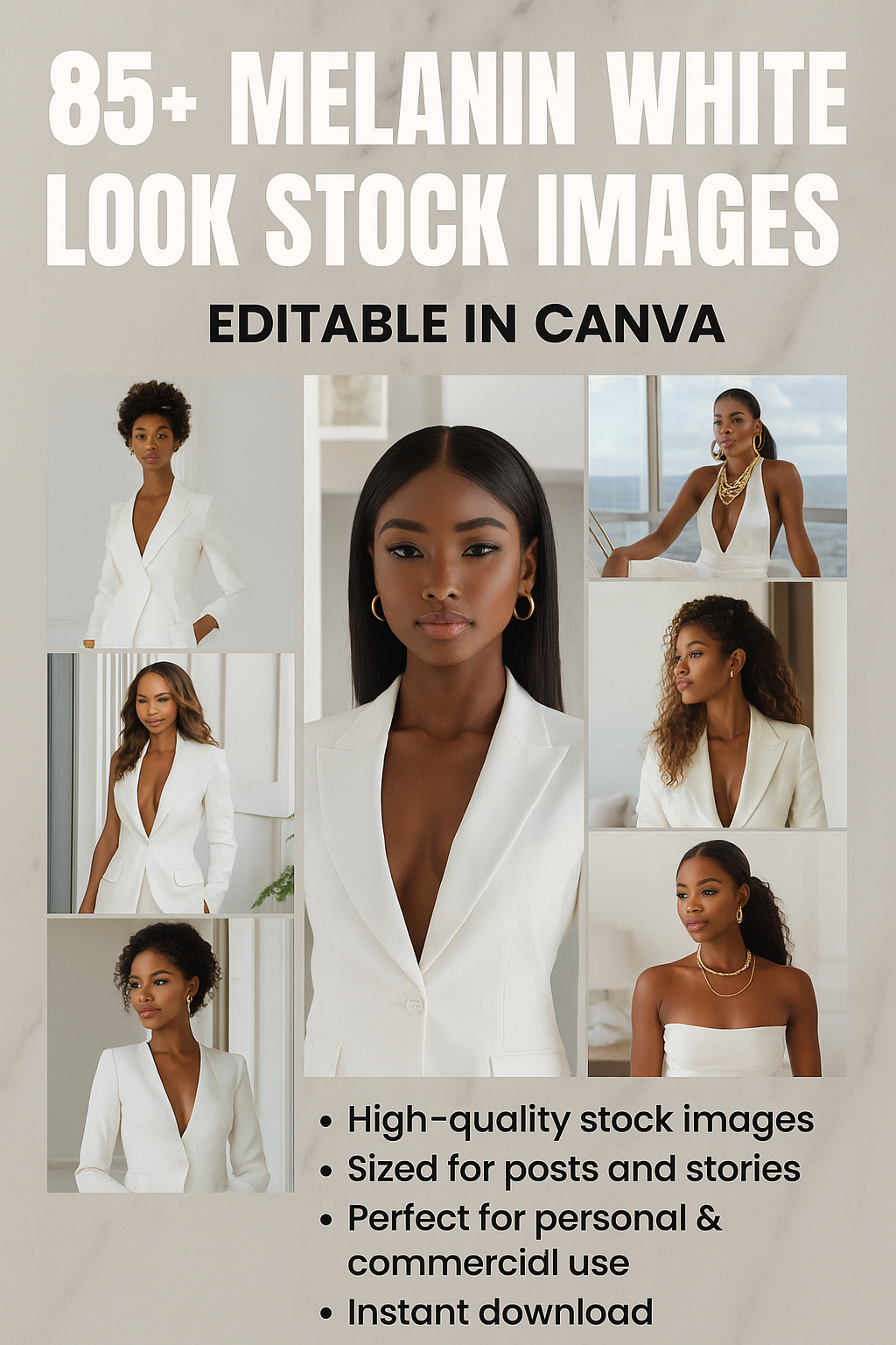 Melanin Business Stock 85+ Luxe Aesthetic Social Pack (Posts + Stories)