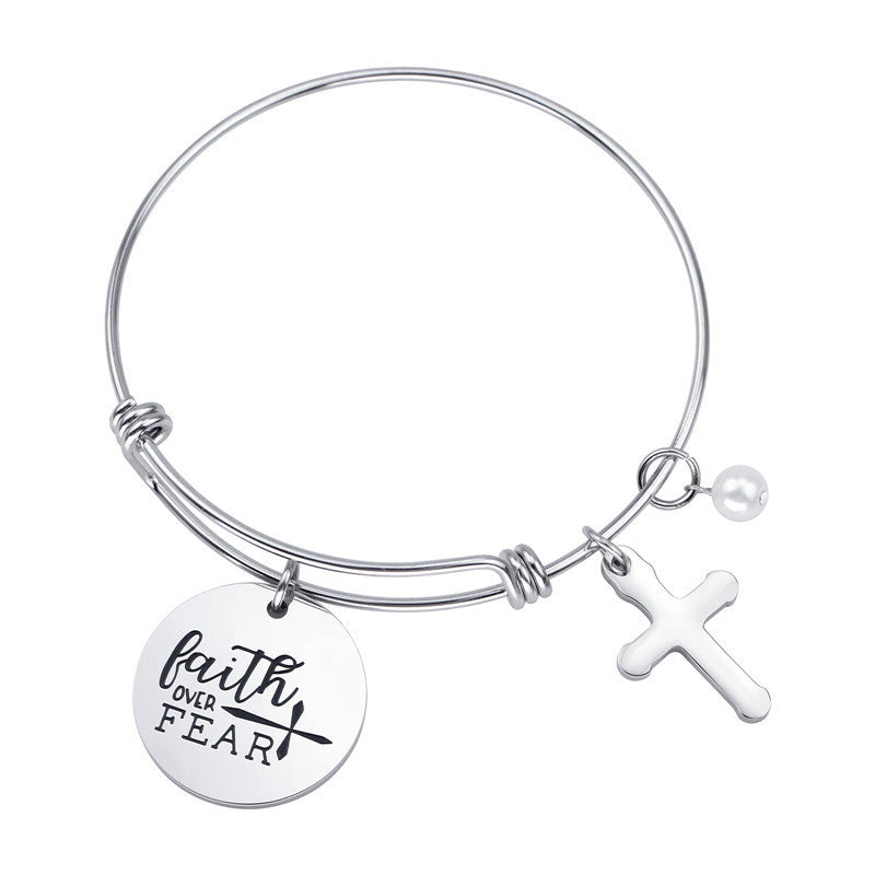 Faith over Fear Stainless Steel Bracelet