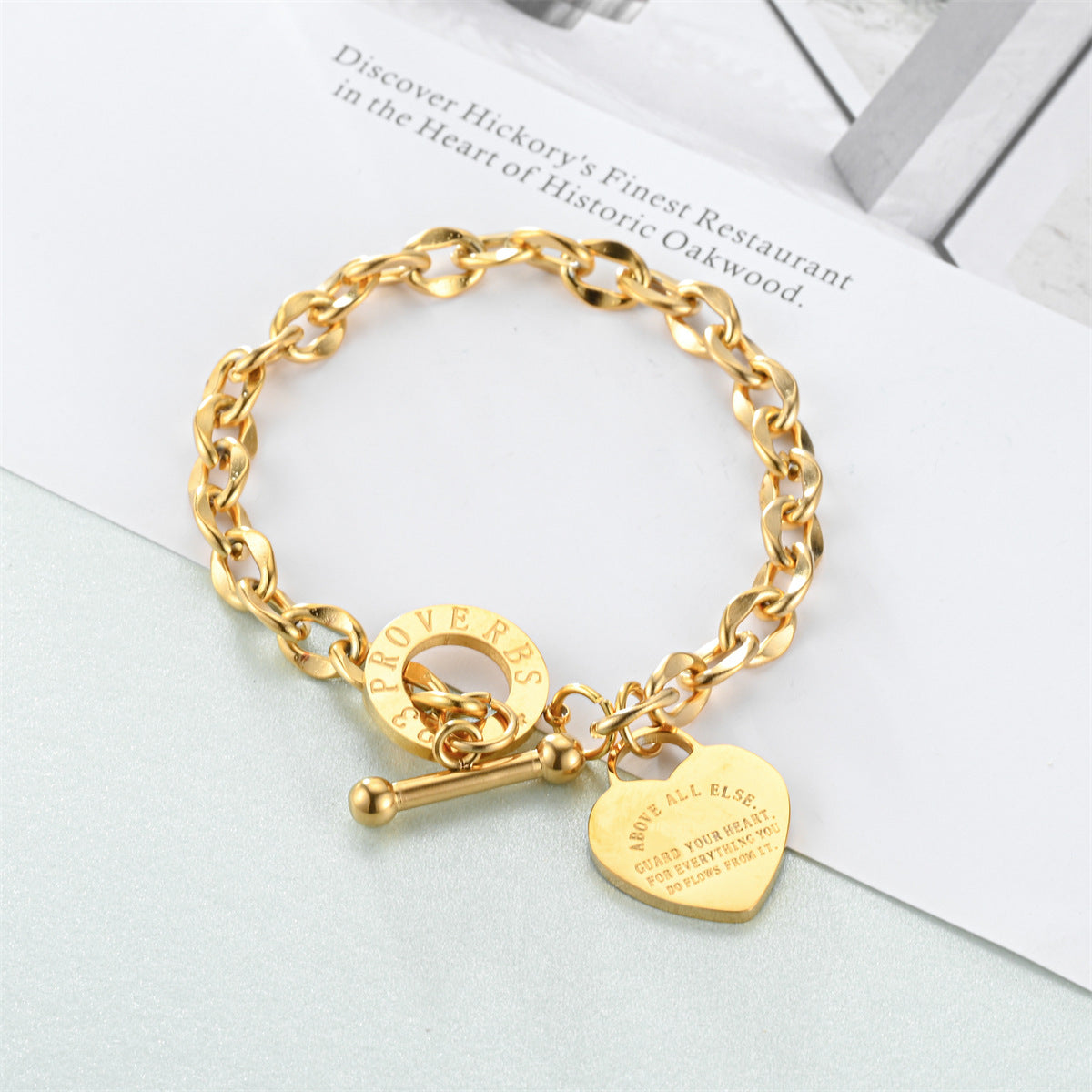 Guard Your Heart Protection Bracelet 18k Gold dipped Titanium steel  #577